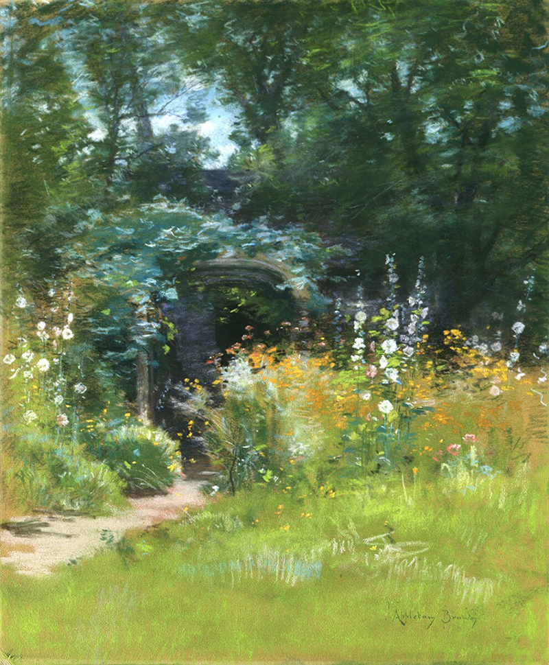 a pastel drawing of a colorful summer garden