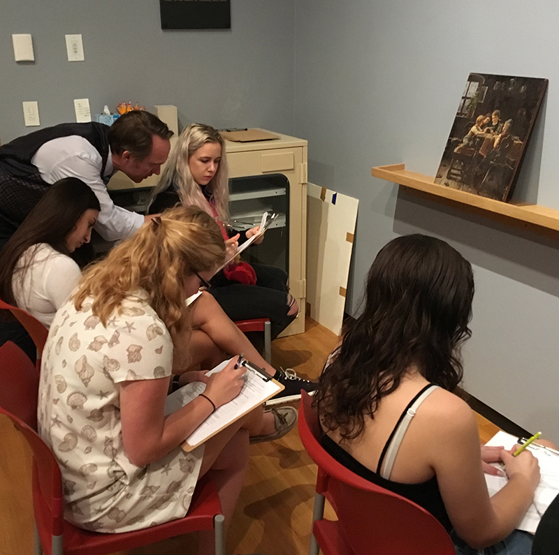 A class in the Bowdoin College Museum of Art