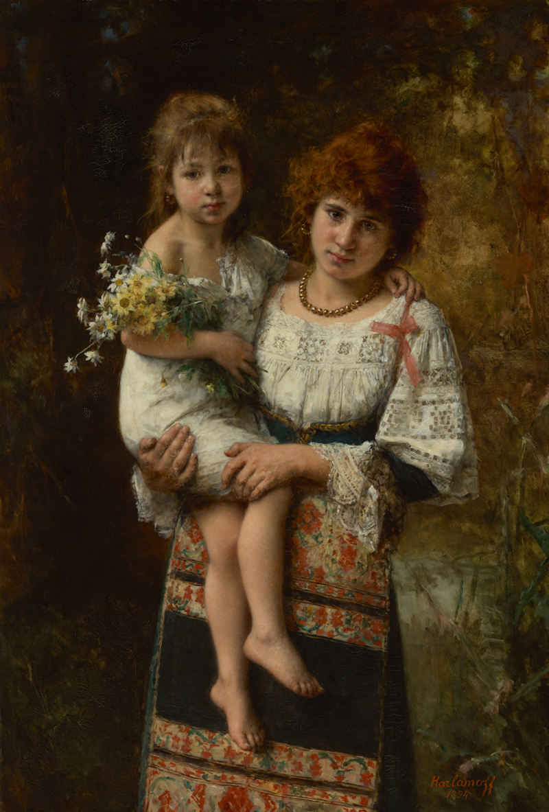 Young Woman and Child by Aleksei Alekseevich Kharlamov