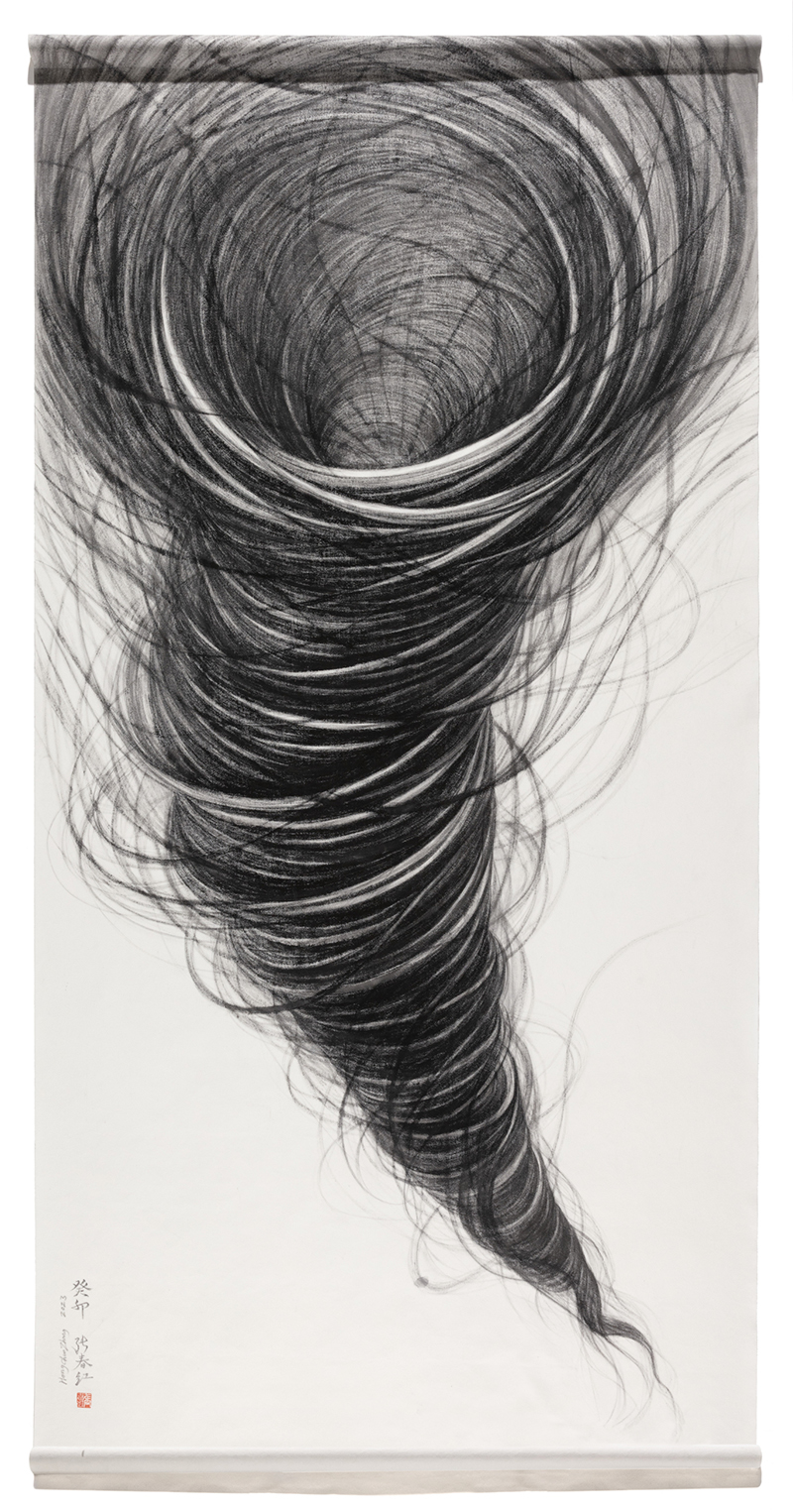 A drawing of swirly lines depicting a tornado