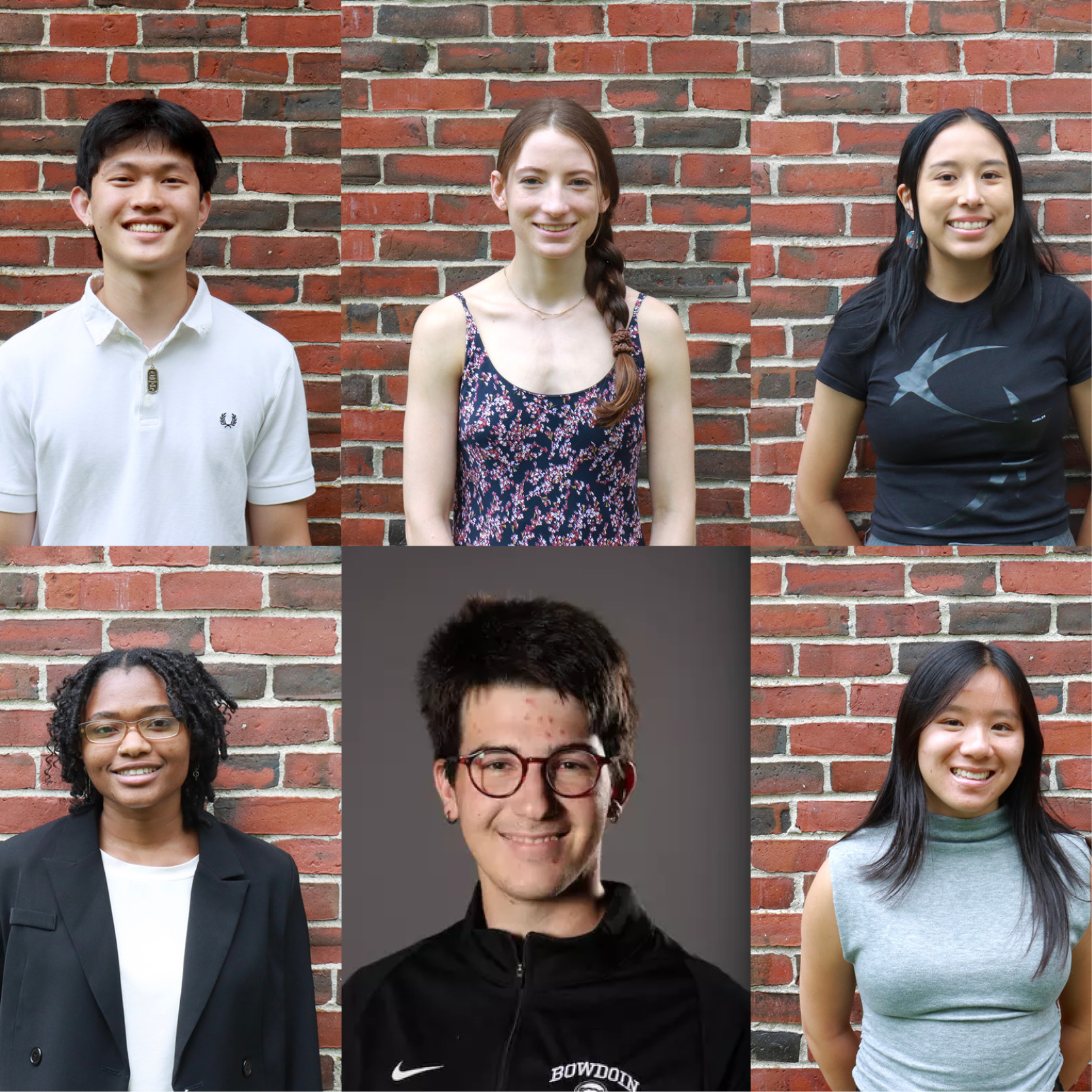 A grid of six photographs shows headshots of student interns