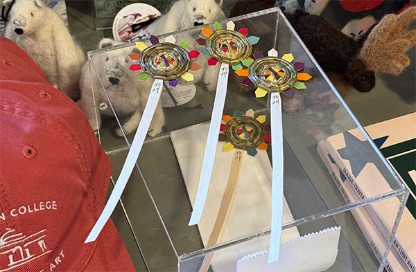 A close up photograph of gift shop items displayed