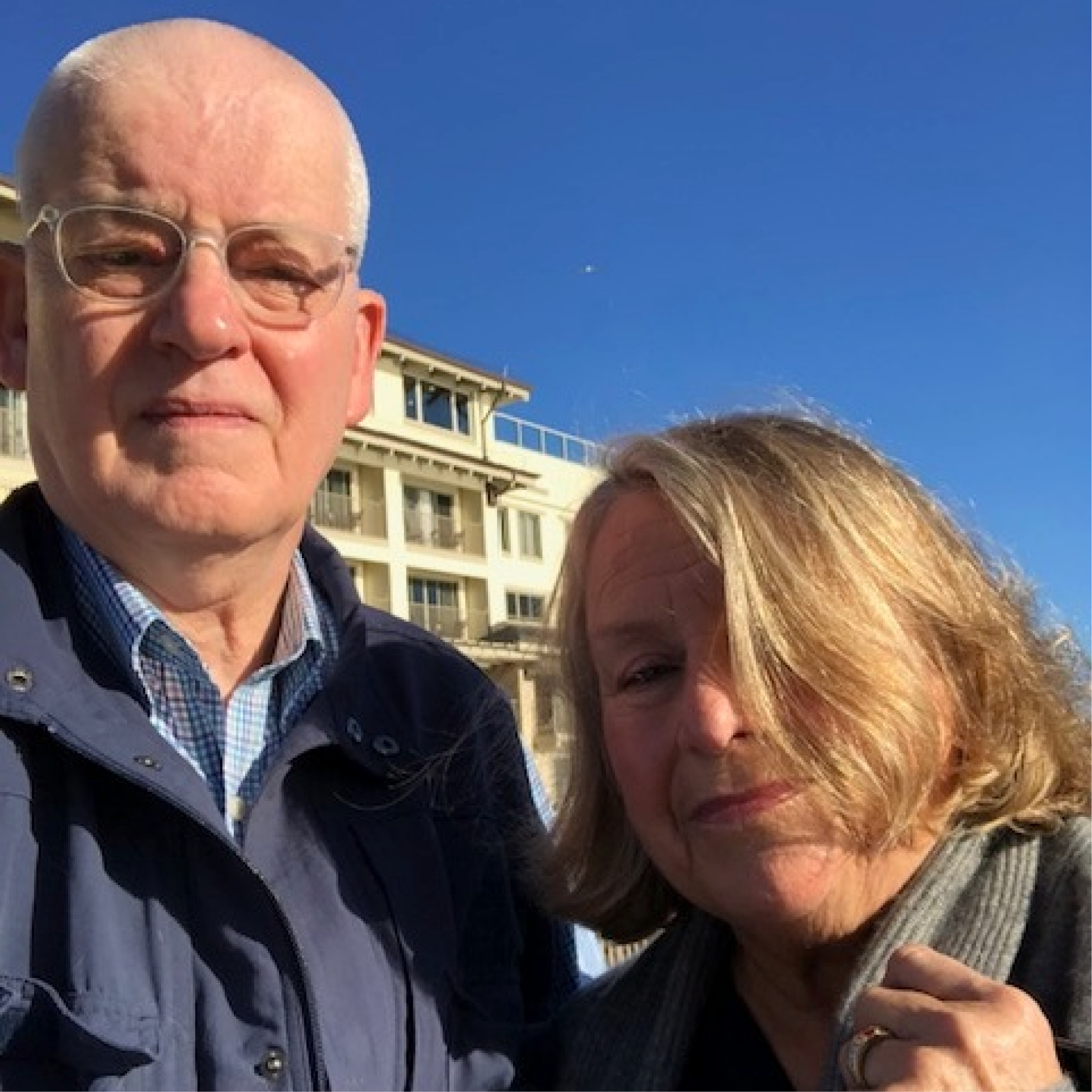 A headshot of a couple