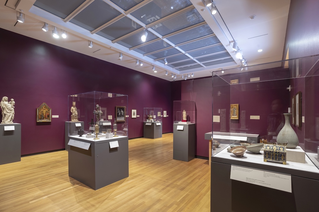 A museum exhibition of medieval objects