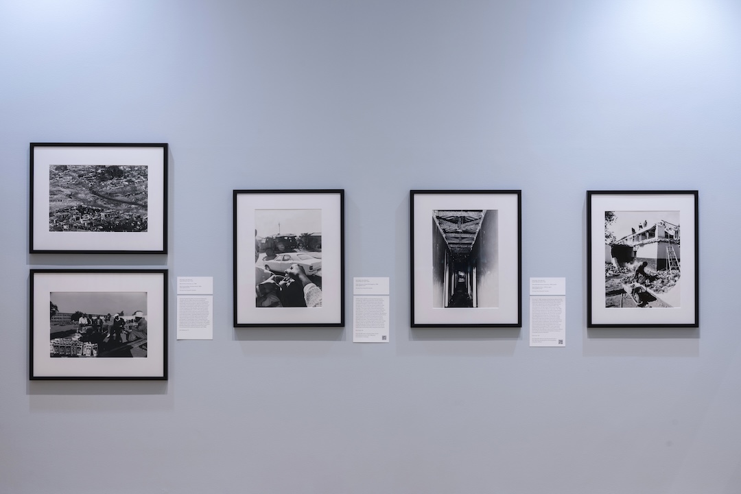 A museum exhibition of black and white photography