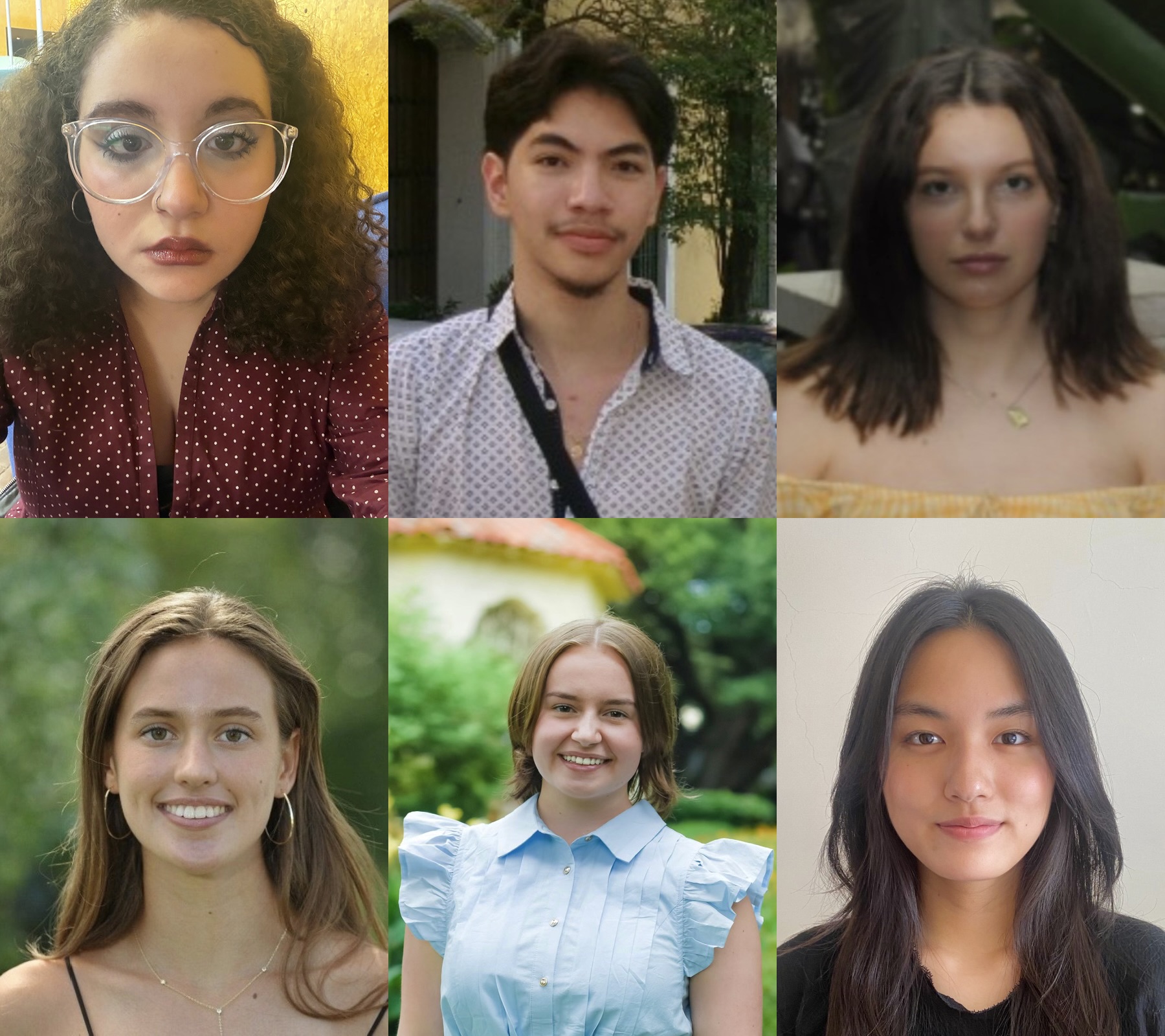 A grid of six student headshots