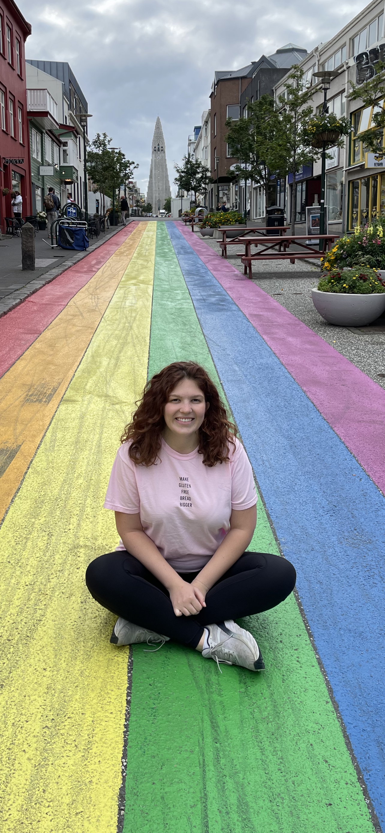 a picture of Cloe on a rainbow street