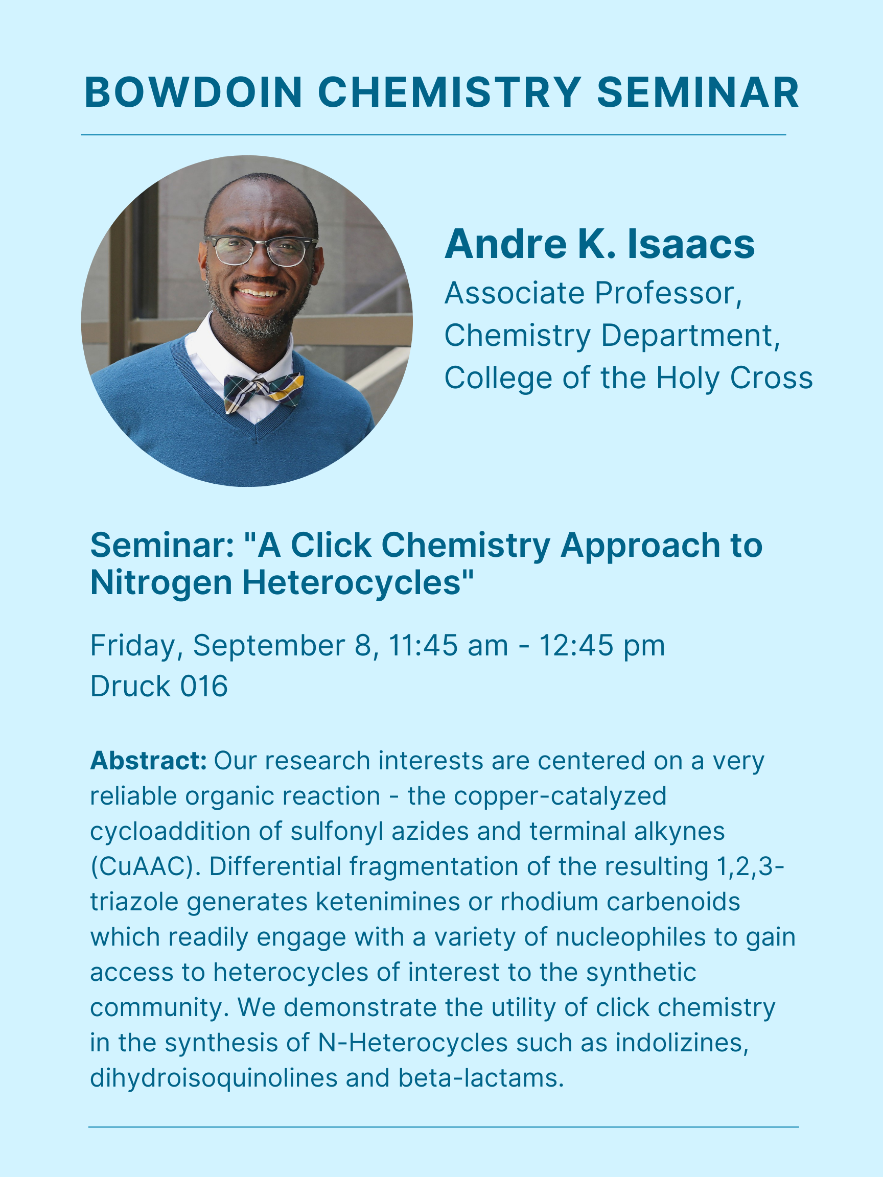 Andre K. Isaacs Seminar Poster