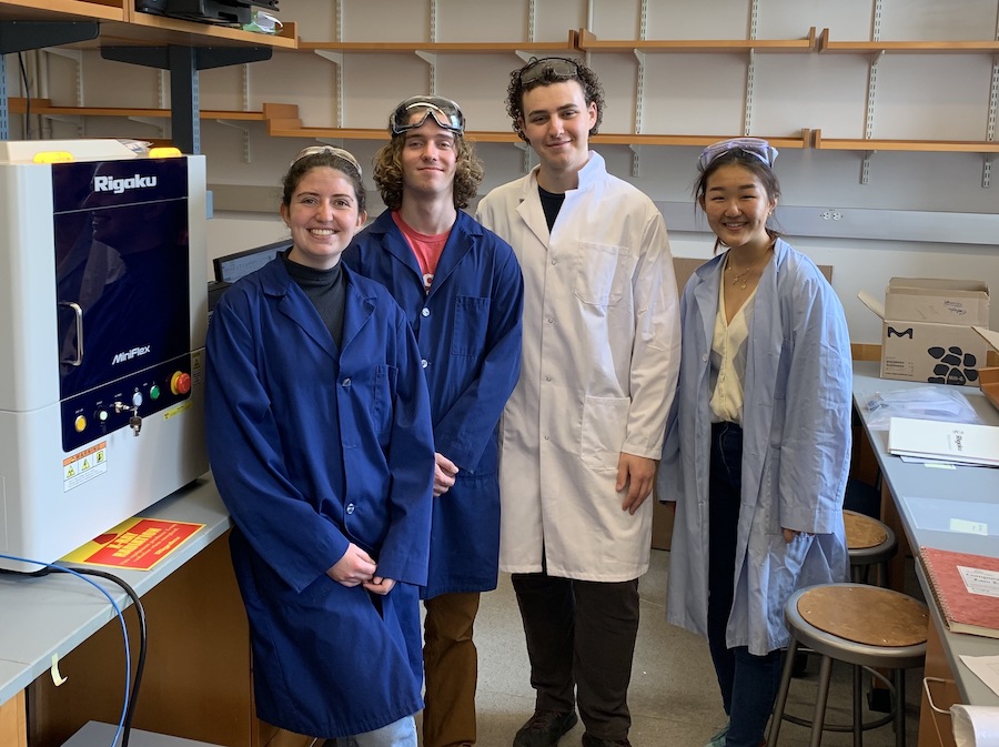 chemistry students in lab gear