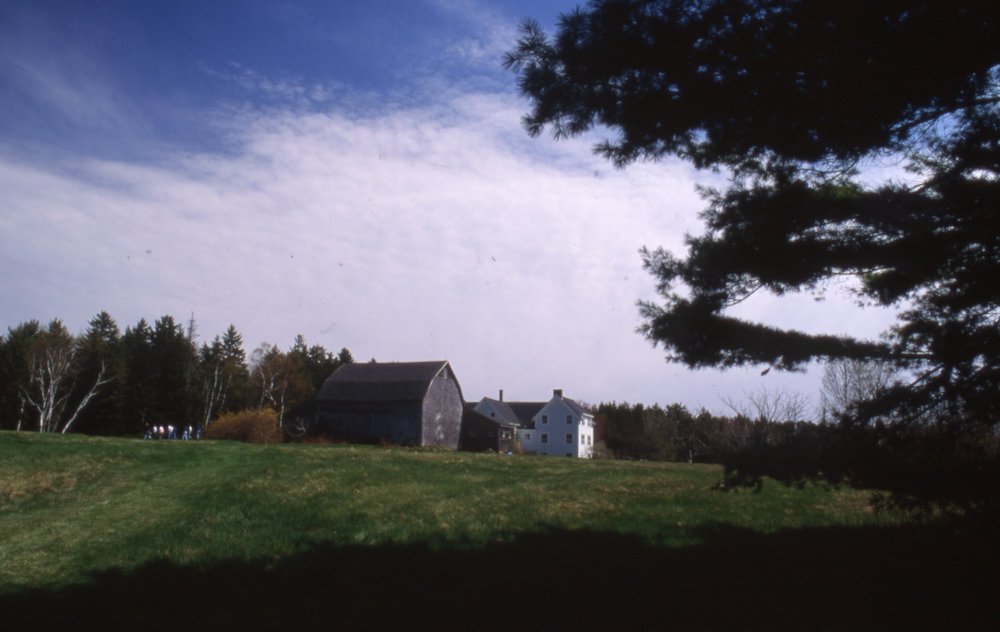 farmhouse at dusk