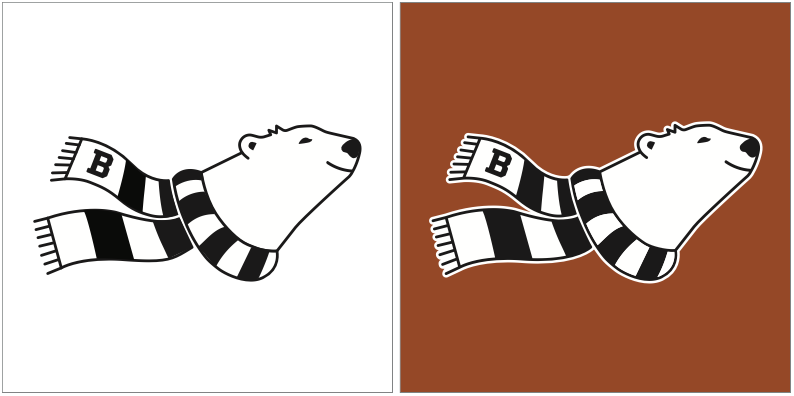 example of Bowdoin's scarf spirit bear