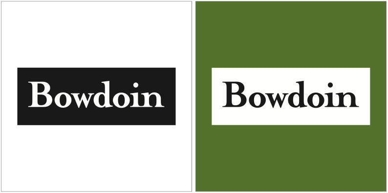 Example of the boxed Bowdoin wordmark