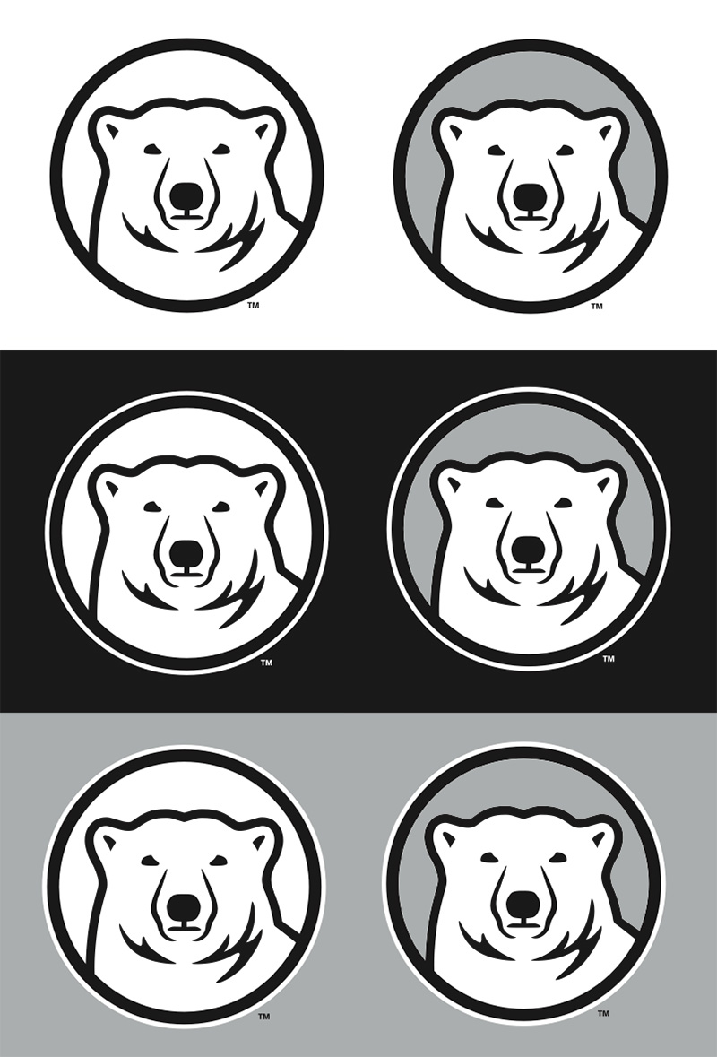 Polar Bear medallion on different background colors