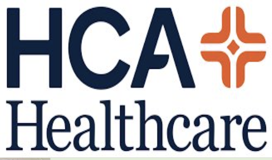 A photo of HCA Healthcare's logo, the parent organization of Parkland Medical Center.
