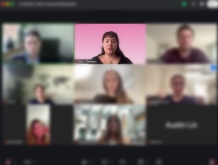 Azul Carrasco scene on a virtual meeting screen