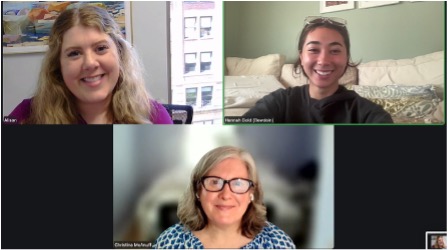 Hannah Gold in a zoom call with two other individuals