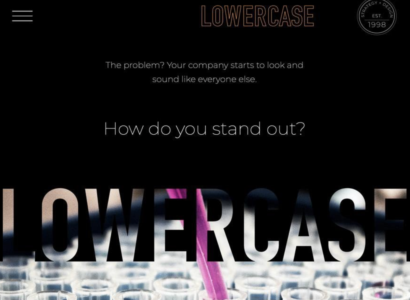 An image of the website that Oliver designed for LOWERCASE, Inc.