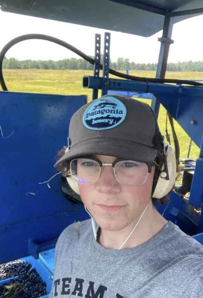 Seamus poses for a selfie on the blueberry fields.