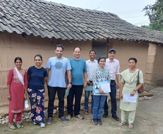 Shibali poses with coworkers from the Center for Molecular Dynamics Nepal. 