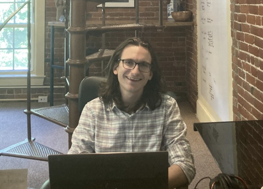 Student works with computer.