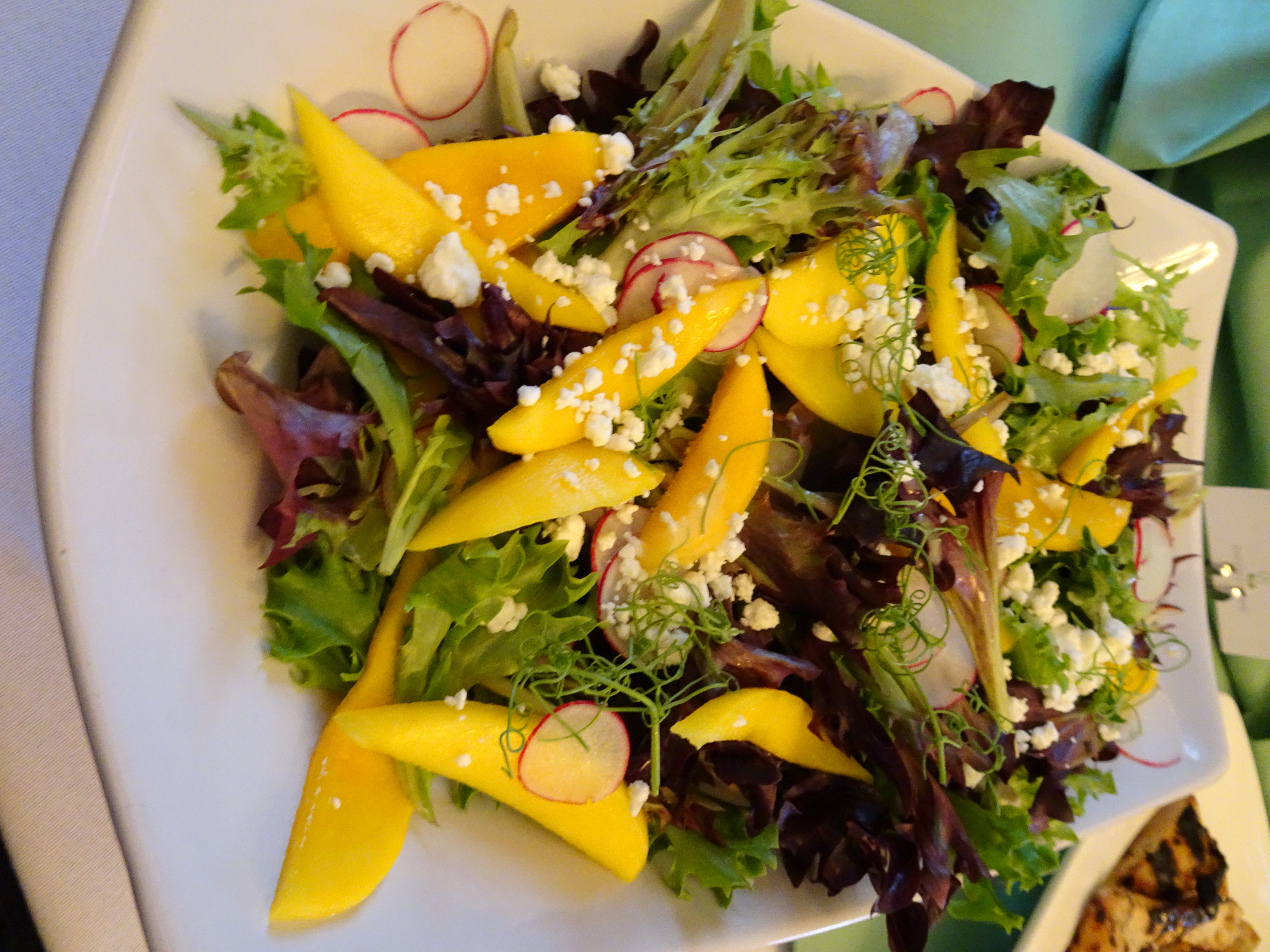 artisan salad with pickled mango, radish, goat cheese