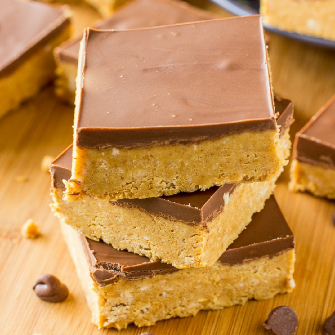 Stack of Chocolate Peanut Butter Bars