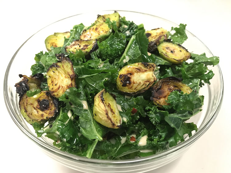 kale and roasted brussels sprouts salad