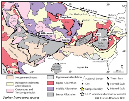Geologic map of Rhodope Metamorphic Complex