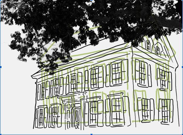 Stylized drawing of Stowe House
