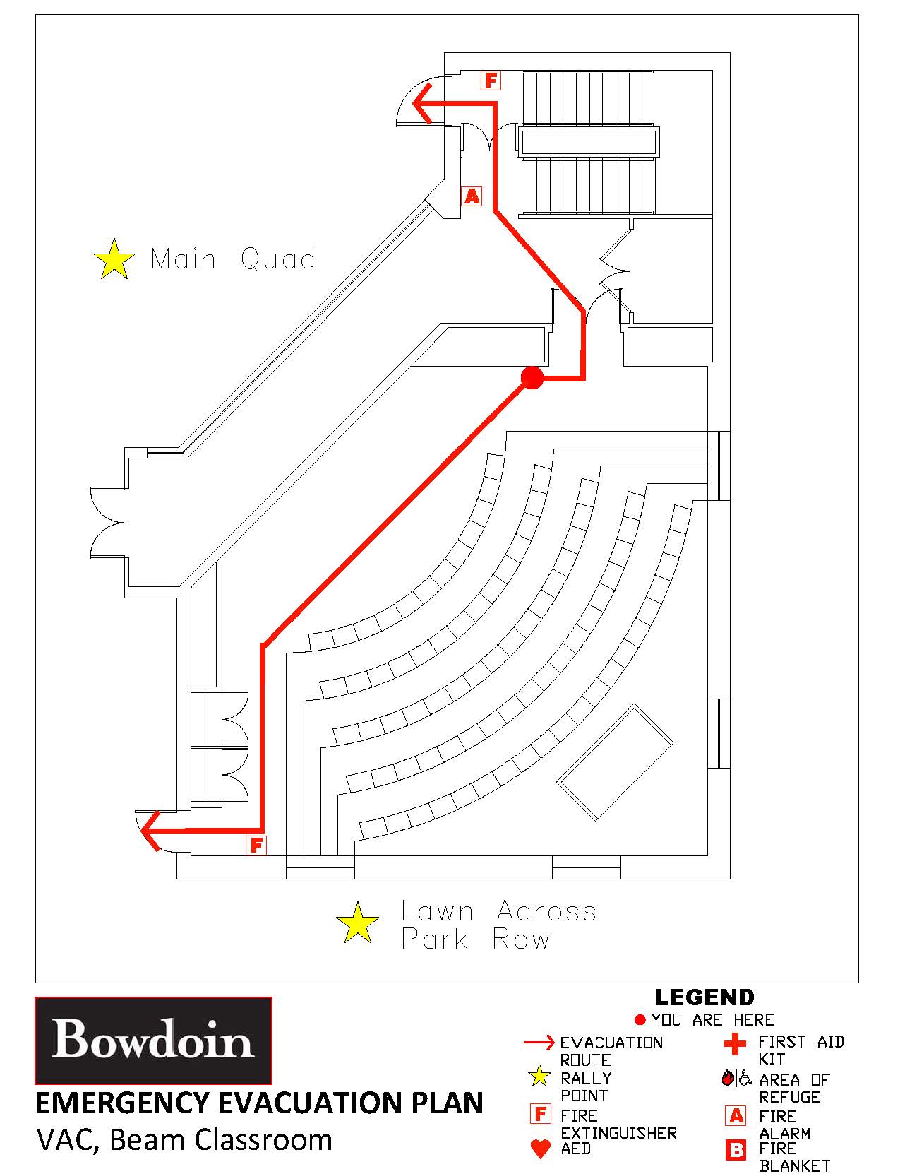 Egress map for the Beam Classroom