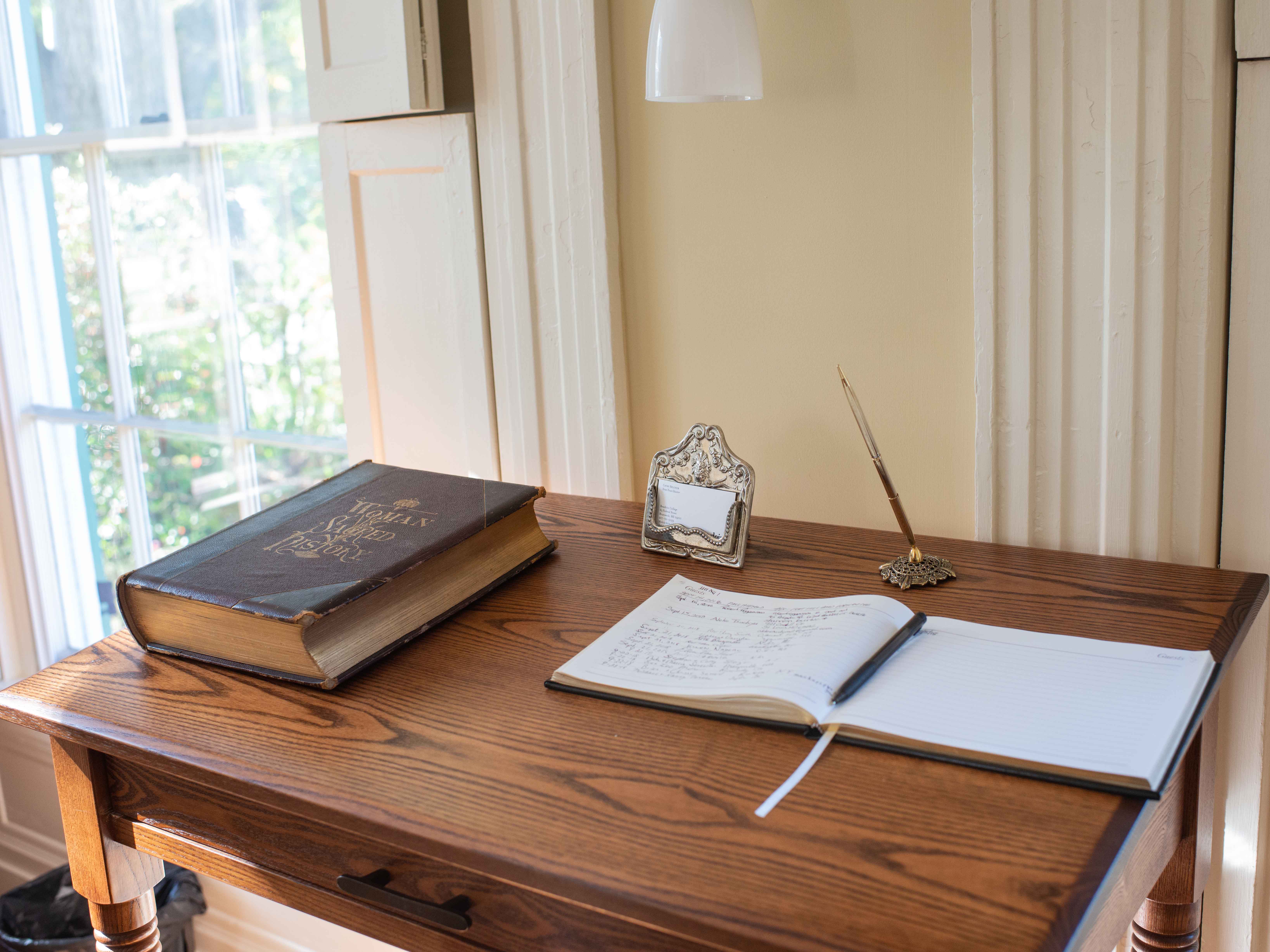 Desk and book in Harriet's Writing Room