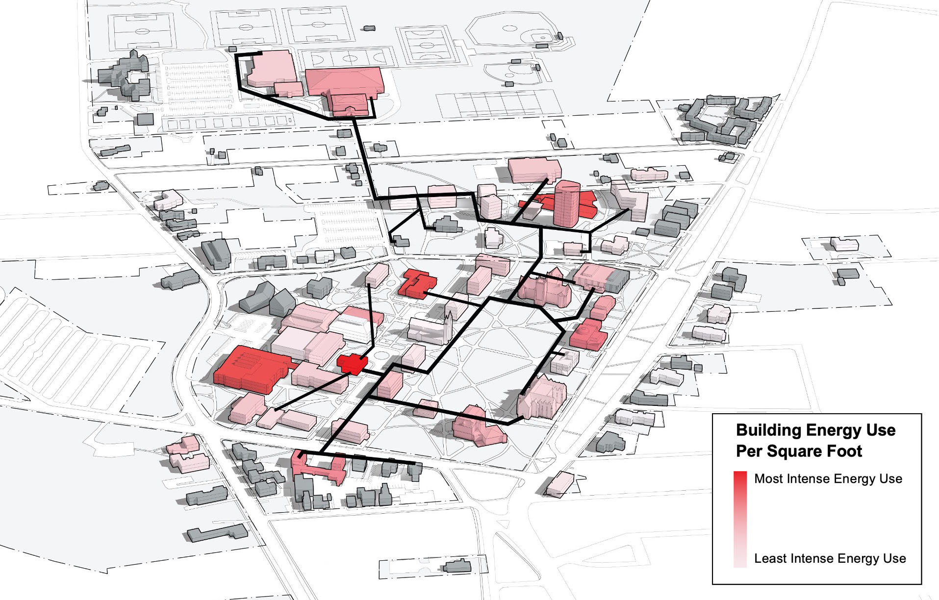 A chart showing energy use on campus