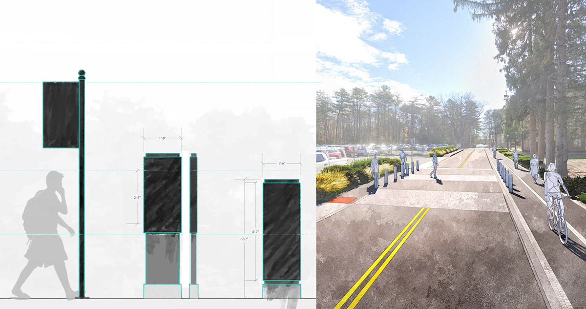 Signage and crosswalk mockups