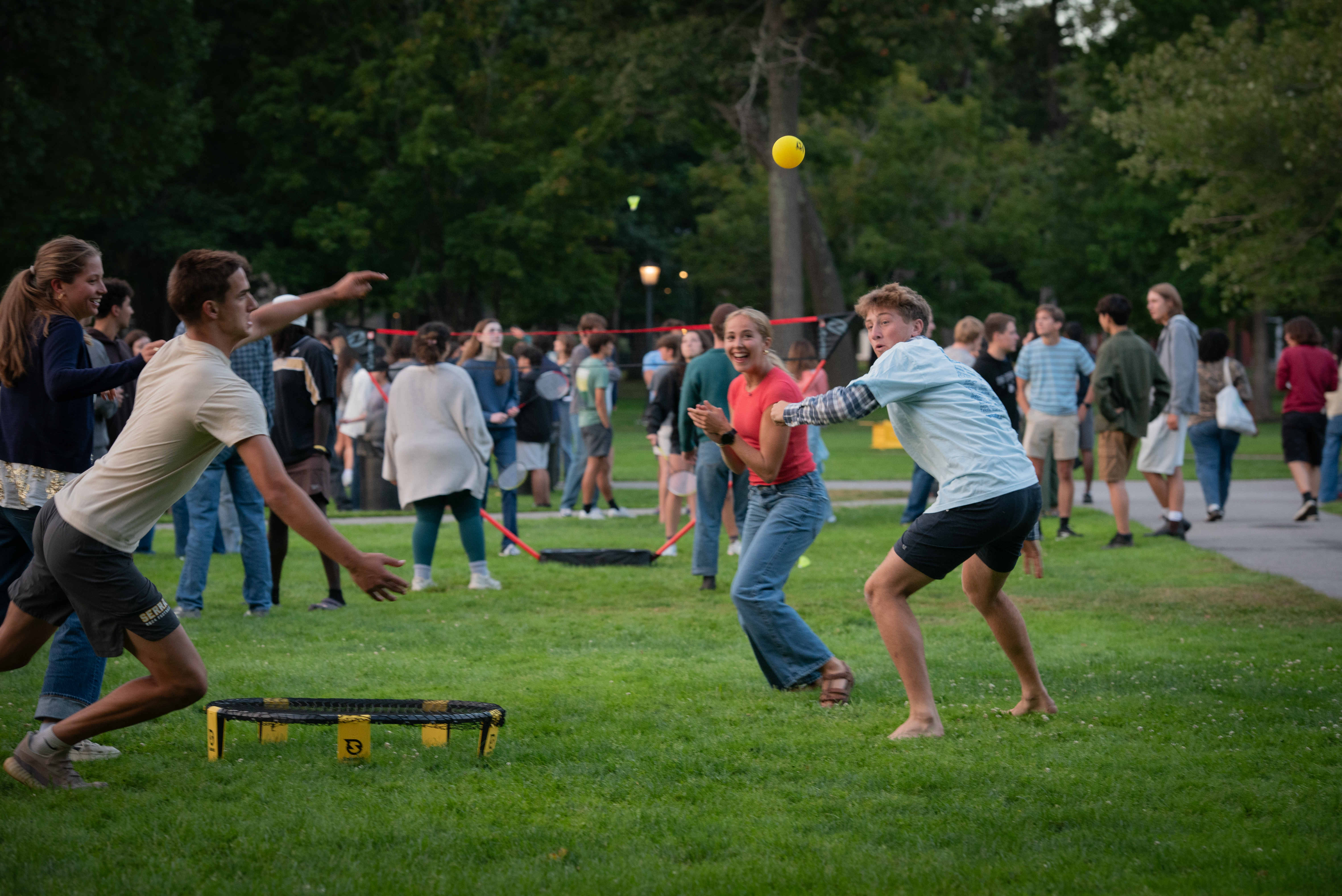 Students playing on the quad