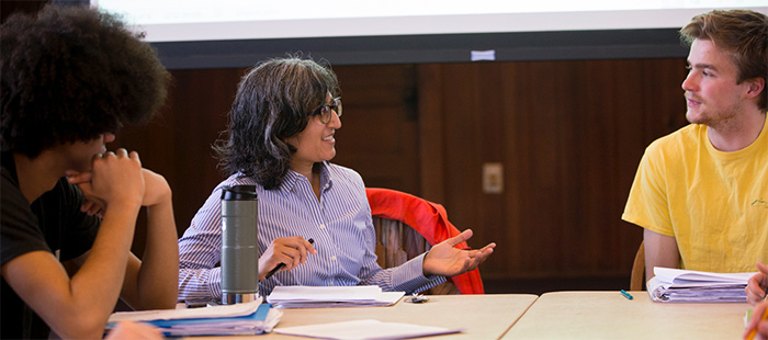 Faculty and students work together in small classes - a hallmark of a Bowdoin education.