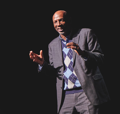 Geoffrey Canada speaks at Bowdoin's AF/AM/50 Celebration in November of 2019.