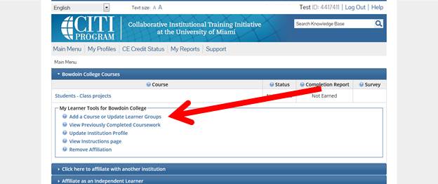 Click on “Add a Course or Update Learner Groups”.  This will take you to the Curriculum page which lists several questions.