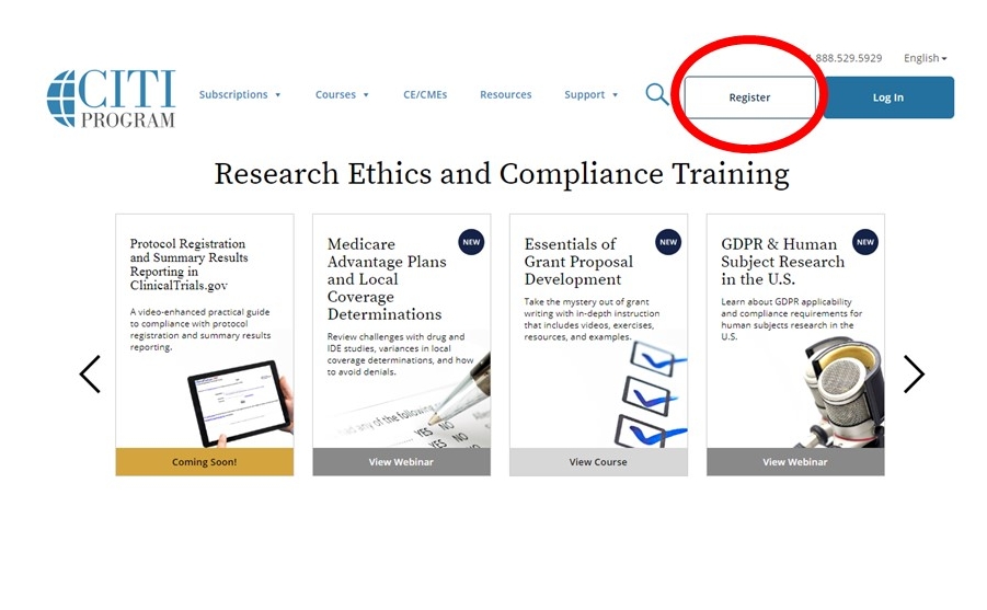 Citi program screenshot Registration