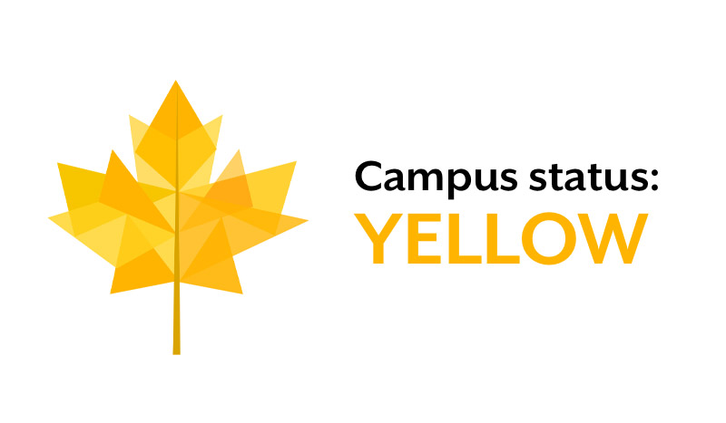 Bowdoin's COVID-19 campus status is currently yellow.