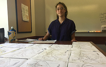 Stephanie Sun '18 with maps from Inner Mongolia