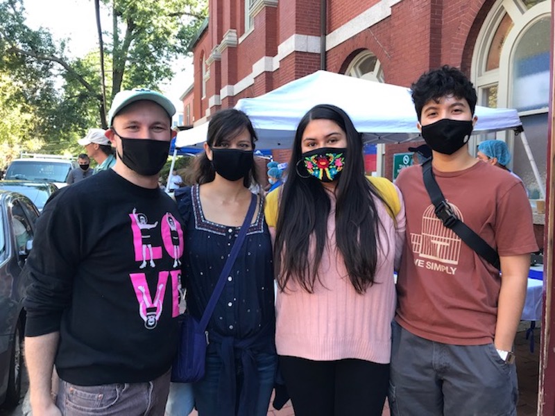 Latin American, Caribbean, and Latinx Studies faculty Jay Sosa and Karime Castillo with LASO president Dani Quezada ’22 and LASO treasurer Roman Parajon ’22.