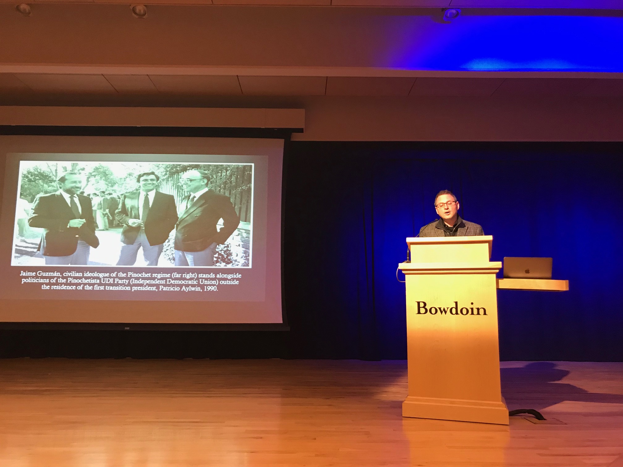 Guest speaker Michael Lazzara shares his presentation of the complicity of actors during the Truth, Memory, and Justice Colloquium.