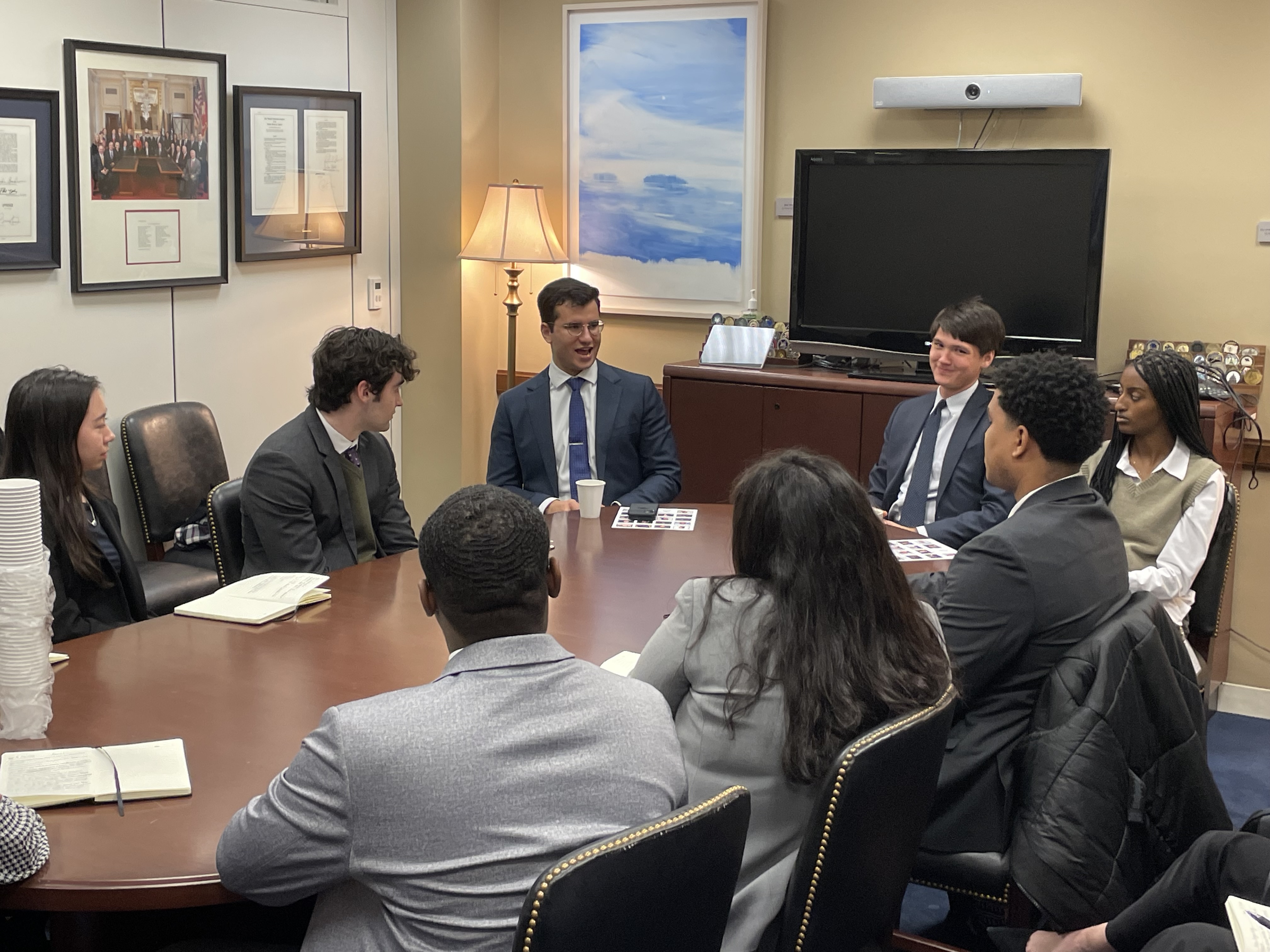 Bowdoin students talk with Hill Staff