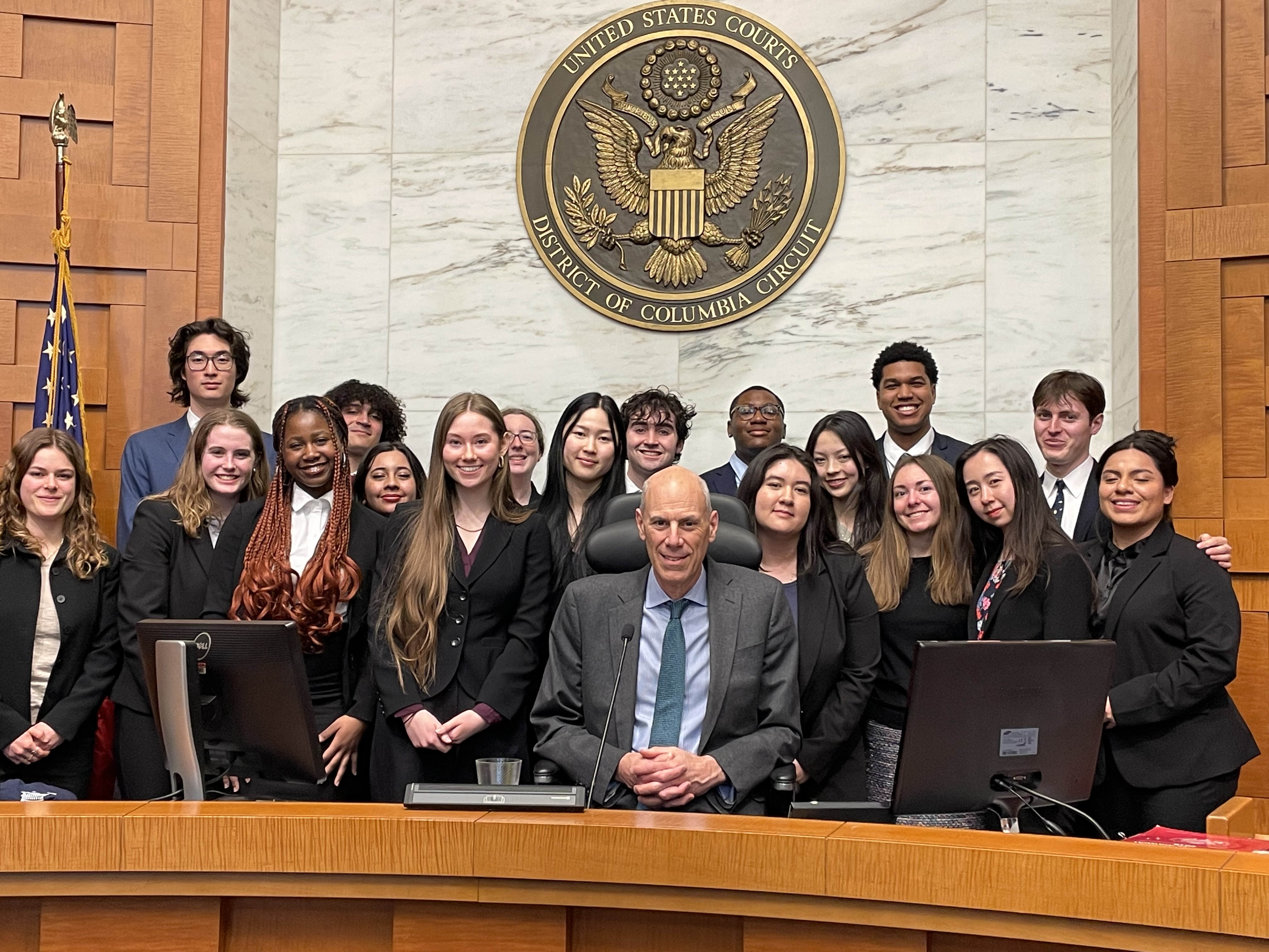 Students pose with Judge Boasberg