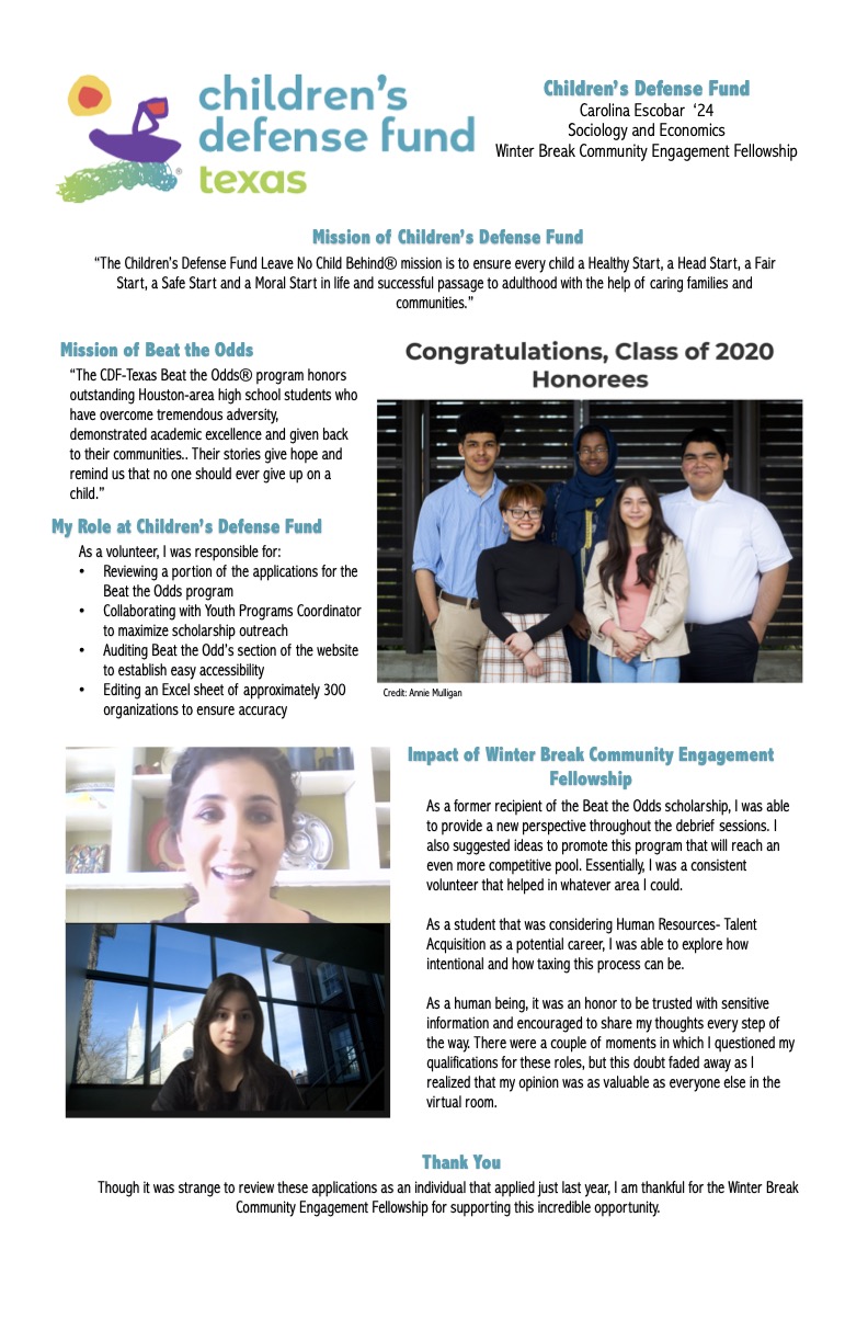 Children's Defense Fund- Carolina Escobar '24