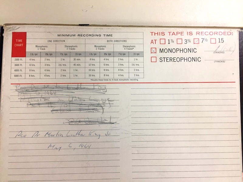 WBOR's original tape of MLK's remarks