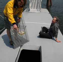 A customized holding pen at the new Coastal Studies Center dock will allow the researchers to measure the growth of lab-raised urchins in the naturally fluctuating sea temperature.