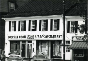 Clare’s Restaurant Building in black and white