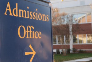 An "Admissions Office" sign