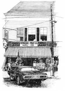 The Kennebec Fruit Company, black and white drawing